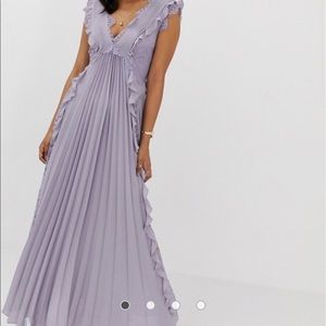 ASOS Design pleated maxi dress with lace inserts